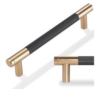 POVEFONK 10 Pack 7 inch Black and Champagne Copper Kitchen Cabinet Handles Knurled Cabinet Pulls Black Drawer Pulls Kitchen Cabinet Hardware Handles Drawer Pulls