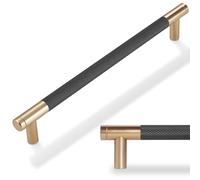 POVEFONK 10 Pack Black and Champagne Copper Knurled Cabinet Pulls - 7-1/2 inch(192mm) Drawer Pulls for Kitchen Cabinets