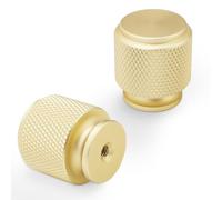 POVEFONK 10 Pack Brushed Brass Kitchen Cabinet Knobs - Knurled Drawer Knobs