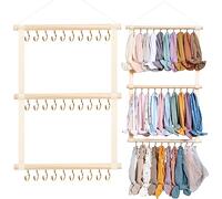 POVETIRE Headband Holder Head Bands Organizer for Girls, Baby Headbands Hair Accessories Organizer Storage Wall Hanging Decor for Nursery Toddler Girls Room… (Beige-1)