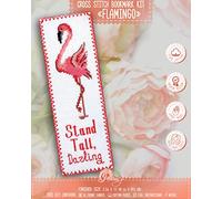 Povitrulya Counted Cross Stitch Bookmark Kit 'Flamingo' - DIY Embroidery Set