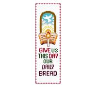 Povitrulya Counted Cross Stitch Bookmark Kit Give Us This Day Our Daily Bread - Christian Bible Verse Embroidery Gift - Religious DIY Craft for Prayer, Faith, and Scripture Lovers