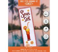 Povitrulya Counted Cross Stitch Bookmark Kit ‘Sunset’ - Embroidery DIY Set for Cocktail Recipe Book