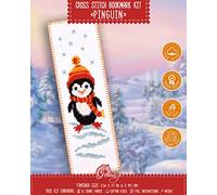 Povitrulya Counted Cross Stitch Kit - DIY Kit for Adults - Funny Embroidery Bookmark - Easy to Use - Craft Collection - Penguin