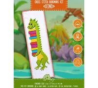 Povitrulya Counted Cross Stitch Kit - DIY Kits for Adults or Kids - Funny Embroidery Bookmark - Easy to Use - Craft Collection - T-Rex Dinosaur