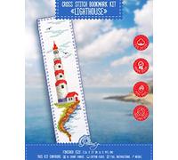 Povitrulya Counted Cross Stitch Kit - DIY Kits for Adults or Kids - Funny Embroidery Bookmark - Easy to Use - Craft Collection - Lighthouse