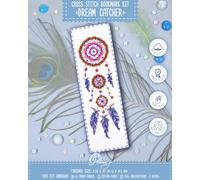 Povitrulya Counted Cross Stitch kit Dreamcatcher - Embroidery Set for DIY Bookmark with 16 Count Blank Aida Fabric, Paper Pattern and presorted Floss, Small