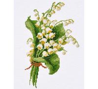 Povitrulya Counted Cross Stitch Kit for Adults 'Lily of The Valley' - Embroidery Set with May-Lily Flower Bouquet