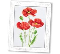 Povitrulya Counted Cross Stitch Kit “Poppies” | Poppy Wildflowers Hand Embroidery Kits for Adults