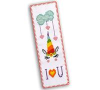 Povitrulya Counted Cross Stitch Kit 'Rainbow Unicorn' - DIY Embroidery Bookmark Set with Paper Pattern, 16 Count Aida Cloth and Pre-Sorted Floss
