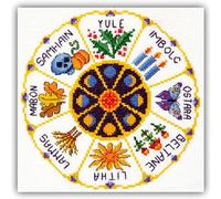 Povitrulya Counted Cross Stitch Kit Wheel of The Year - Embroidery Needlepoint Pattern, Celtic Wiccan Design, 12 x 12 inches