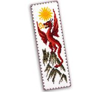 Povitrulya Sun Dragon Mini Counted Cross Stitch Kit - Professional Artist Pattern - Small Bookmark Embroidery Set for Adults - High Definition 16 Count Aida - Frustration-Free Stitching (No Confetti)