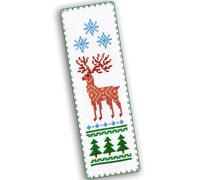 Povitrulya 'Winter Deer' Counted Cross Stitch Bookmark Kit - DIY Embroidery Set with a Sampler Pattern of Reindeer and Snowflakes - Handmade Christmas, New Year's Gift