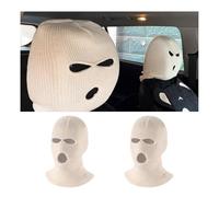 povtii 2 PCS Car Headrest Cover, Funny Face Mask Auto Front Seat Head Rest Protector, Personalized Ski Mask Seat Cover Headrest Trim for Most Vehicles, Car Accessories (Beige)