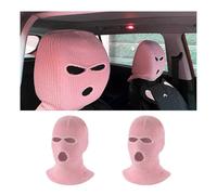 povtii 2 PCS Car Headrest Cover, Funny Face Mask Auto Front Seat Head Rest Protector, Personalized Ski Mask Seat Cover Headrest Trim for Most Vehicles, Car Accessories (Pink)