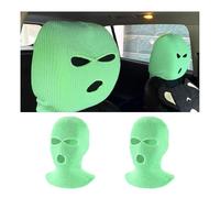 povtii 2 PCS Car Headrest Cover, Funny Face Mask Auto Front Seat Head Rest Protector, Personalized Ski Mask Seat Cover Headrest Trim for Most Vehicles, Car Accessories (Flourescence Green)