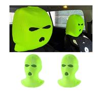 povtii 2 PCS Car Headrest Cover, Funny Face Mask Auto Front Seat Head Rest Protector, Personalized Ski Mask Seat Cover Headrest Trim for Most Vehicles, Car Accessories (Flourescence Yellow)