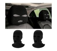 povtii 2 PCS Car Headrest Cover, Funny Face Mask Auto Front Seat Head Rest Protector, Personalized Ski Mask Seat Cover Headrest Trim for Most Vehicles, Car Accessories (Black)