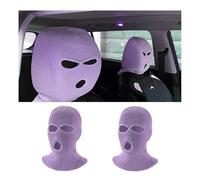povtii 2 PCS Car Headrest Cover, Funny Face Mask Auto Front Seat Head Rest Protector, Personalized Ski Mask Seat Cover Headrest Trim for Most Vehicles, Car Accessories (Light Purple)