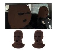 povtii 2 PCS Car Headrest Cover, Funny Face Mask Auto Front Seat Head Rest Protector, Personalized Ski Mask Seat Cover Headrest Trim for Most Vehicles, Car Accessories (Coffee)