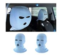 povtii 2 PCS Car Headrest Cover, Funny Face Mask Auto Front Seat Head Rest Protector, Personalized Ski Mask Seat Cover Headrest Trim for Most Vehicles, Car Accessories (Light Blue)