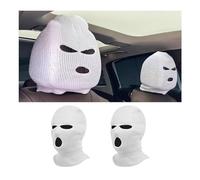 povtii 2 PCS Car Headrest Cover, Funny Face Mask Auto Front Seat Head Rest Protector, Personalized Ski Mask Seat Cover Headrest Trim for Most Vehicles, Car Accessories (White)