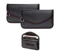 povtii 2 PCS Car Key Faraday Pouch, RFID Signal Blocking Anti-Theft Key Faraday Bag, Carbon Fiber Car RFID Signal Blocking Holder, Car Accessories (Large)