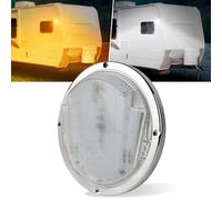 POVTOR LED RV Exterior Light,8.5 Inch Round Scare Porch Light with 100pcs Dual Color Leds Flood Awning Light Replacement kit Surface Mount Fixture for RV Trailer Fifth Wheel Camper Bus