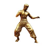 POVVFRTY Solid pure copper Bruce Lee bronze statue desktop ornament, brass kung fu superstar Bruce Lee sculpture bronze collection