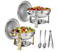 Povxlum 2 Pack Chafing Dish Buffet 5QT Round Stainless Steel Chafing Dish Buffet Set with Lids Stainless Steel Buffet Servers and Warmers for Party Wedding Family Gathering
