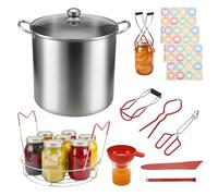 Povxlum 21.5QT Stainless Steel Canning Pot with Lid Water Bath Canning Pot with Rack and Lid Canning Supplies Kit and 7 Pieces Canning Tools Set, Water Bath Canner for Beginner