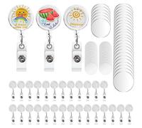 Povxlum 30 Pcs Retractable Badge Reels Lanyard Keyring Clips DIY Extendable Key Chain ID Badge Reel Holder for Nurses Teachers Students Volunteer