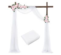 Povxlum 4 Panels 30" x 20ft Wedding Arch Draping Fabric Cream Sheer Curtains Draping Fabric Drapery Arch for Wedding Sheer Backdrop Curtains for Reception Ceremony Archway Ceiling Decor（White）