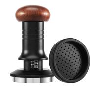 Povxlum 51mm Coffee Tamper with Silicone Mat Espresso Coffee for Coffee Grounds with Wood Handle Portafilter Adjustable Push-Type Depth Stainless Steel Ripple Base Machines Accessory