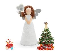 Povxlum Angel with Lights Lighted Tree Toppers Christmas Decorations, Elegant Perfect for Holiday Home Decor and Gifts Christmas Trees Ornament (White)