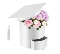 Povxlum Graduation Cap Flower Box 2025 Graduation Gift Box Bouquet Decorations Flower Case for Arrangements Gifts Party Favors Supplies（White）