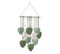 Povxlum Leaf Macrame Wall Hanging Boho Room Home Decor 90 * 40cm Woven Aesthetic Wall Tapestry Home Room Wedding Decoration Green