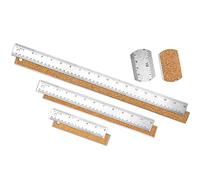 Povxlum Metal Ruler 3 Pieces Stainless Steel Ruler with Cork Backing Non Straight Edge Metal Ruler for Office School Work