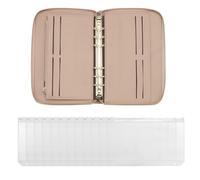 Povxlum Money Saving Wallet with 12Pcs Cash Transparent Envelopes, A6 Cash Budget Envelope Wallet System, Binder Note for Budgeting and Saving Money, PU Leather Ring Binder