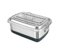 Povxlum Stainless Steel Lunch Box 2000ml with 3 Compartments Picnic Box Portable Bento Box with Spoon and Chopsticks for Adults, Kids for Food, Sandwich, Salad, Fruit