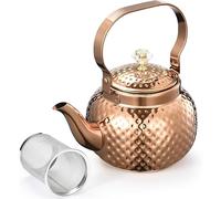 Povxlum Stainless Steel Teapot with Infuser 1.2 L,Kettle Teapot with Removable Filter-for Filtering Tea or Other Teas Easy to Use Bronze