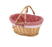 Povxlum Wicker Shopping Picnic Basket Large 37x30x17cm Folding Hand Woven Empty Gift Basket with Handle for Fruit, Vegetable, Candy, Wine, Egg Gathering, Wedding