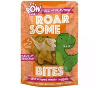 POW Buddies Roar Some Dinosaur Bites Nuggets 120g Duck/Chicken Dog Treats - A Complementary Pet Food For Adult Dogs (One Size, Dave The Dinosaur - Chicken)