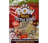 Pow Christmas Meaty Festive Bones Dog Treats 126g - Made WIth Turkey - Rawhide Free - Extra Vitamins & Minerals - A Complementary Pet Food For Medium Adult Dogs
