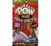 Pow Christmas Meaty Porky Selection Dog Treats 100g - Festive Variety - Rawhide Free - Extra Vitamins & Minerals - A Complementary Pet Food For Medium Adult Dogs