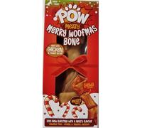 Pow Christmas Meaty Woofmas Bone Dog Treat 160g - Chicken & Peanut Butter - Rawhide Free - Extra Vitamins & Minerals - A Complementary Pet Food For Large Adult Dogs