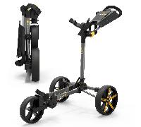 POWAKADDY 2026 DLX LITE FF GOLF PUSH CART - GUN METAL / YELLOW +FREE GIFT