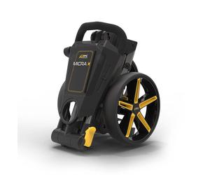 Powakaddy Micra Cube Compact Push Golf Trolley - Yellow Trim