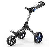 Powakaddy 2024 MICRA Push Cart Gun Metal with Blue Trim