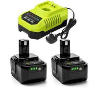 Powarobor 2-Pack 5.5Ah Li-Ion Battery and P117 Charger for Ryobi 18V ONE+ | Compatible with P108/P102/P103/P104/P105/P106/P107/RB18L40/RB18L50/RB18L15, Works with Ryobi 18V Cordless Tools